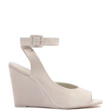 Load image into Gallery viewer, Deena By Larroudé Wedge Sandal In Mushroom Grey Suede