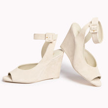 Load image into Gallery viewer, Deena By Larroudé Wedge Sandal In Mushroom Grey Suede