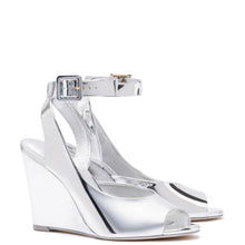 Load image into Gallery viewer, Deena By Larroudé Wedge Sandal In Silver Specchio