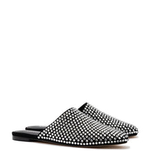 Load image into Gallery viewer, Venice Flat Mule Crystal In Black Suede