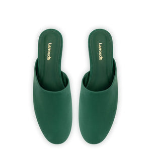 Venice Flat Mule and Pouch Kit In Emerald Suede