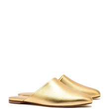 Load image into Gallery viewer, Venice Flat Mule and Pouch Kit In Gold Metallic Leather