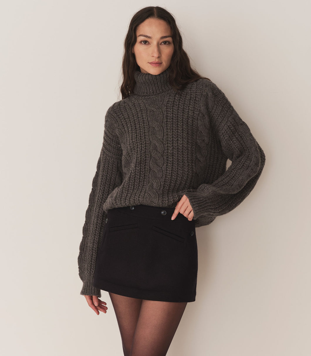 LEIGHTON SWEATER -- DARK GREY