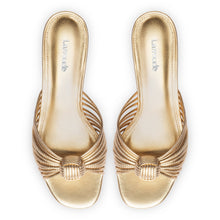 Load image into Gallery viewer, Valerie Mule In Gold Metallic Leather