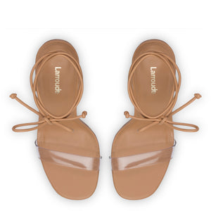 Gloria Sandal In Tan Leather and Vinyl