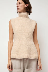 Lauren Manoogian Handknit Peplum Shell in Alabaster