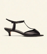 Load image into Gallery viewer, MAISIE T-STRAP HEEL -- BLACK BOX CALF