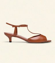 Load image into Gallery viewer, MAISIE T-STRAP HEEL -- TOFFEE BOX CALF