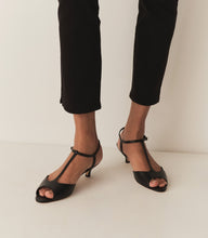 Load image into Gallery viewer, MAISIE T-STRAP HEEL -- BLACK BOX CALF