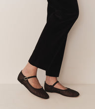 Load image into Gallery viewer, MARY JANE SLIPPER -- BLACK MESH DOT