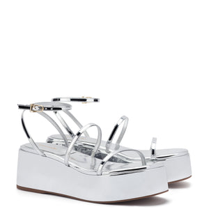 Gio Flatform Sandal In Specchio Silver