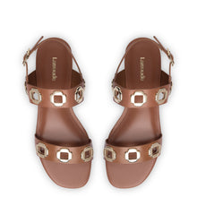 Load image into Gallery viewer, Milan Flat Sandal In Caramel Leather