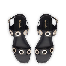 Load image into Gallery viewer, Milan Flat Sandal In Black Leather