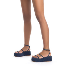 Load image into Gallery viewer, Gio Flatform Sandal In Navy Suede