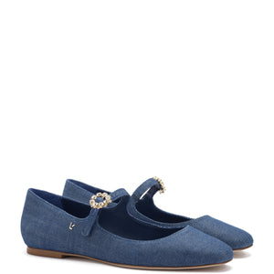 Blair Ballet Flat In Blue Denim