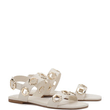 Load image into Gallery viewer, Milan Flat Sandal In Ivory Leather