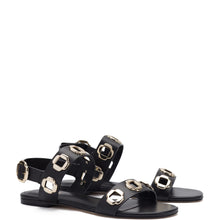 Load image into Gallery viewer, Milan Flat Sandal In Black Leather