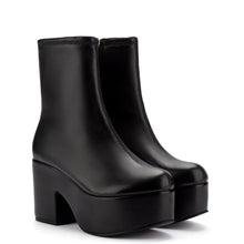 Load image into Gallery viewer, Miso Platform Boot In Black Stretch Leather