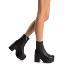 Load image into Gallery viewer, Miso Platform Boot In Black Stretch Leather