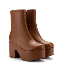 Load image into Gallery viewer, Miso Platform Boot In Caramel Stretch Leather