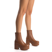 Load image into Gallery viewer, Miso Platform Boot In Caramel Stretch Leather