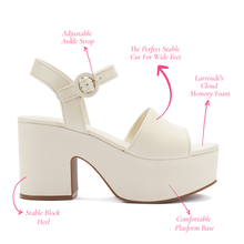 Load image into Gallery viewer, Miso Platform Strap Sandal In Ivory Leather