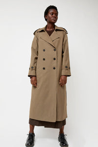 Mijeong Park Wool Blend Long Trench in Light Olive