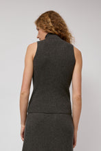 Load image into Gallery viewer, Modern Weaving Cashmere Mock Collar Rib Top in Olive Melange