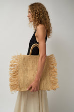 Load image into Gallery viewer, Modern Weaving Straight Fringe Square Bag in Natural