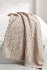 CABLE CASHMERE THROW BLANKET