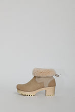 Load image into Gallery viewer, No.6 5&quot; Pull On Shearling Clog Boot on Mid Tread in Bone Suede on White Base