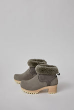 Load image into Gallery viewer, No.6 5&quot; Pull On Shearling Clog Boot on Mid Tread in Smoke Suede on White Base