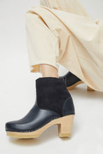 Load image into Gallery viewer, No.6 5&quot; Pull on Shearling Clog Boot on High Heel in Navy and Night