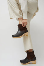 Load image into Gallery viewer, No.6 5&quot; Pull on Shearling Clog Boot on Mid Heel in Umber