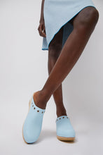 Load image into Gallery viewer, No.6 Bella Clog on Mid Wedge in Light Blue with Eyelets