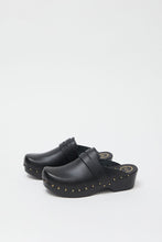 Load image into Gallery viewer, No.6 Charlotte Studded Clog on Low Base in Jet on Black Base