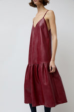 Load image into Gallery viewer, No.6 Cologne Ruffle Dress in Bordeaux Faux Leather