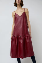 Load image into Gallery viewer, No.6 Cologne Ruffle Dress in Bordeaux Faux Leather