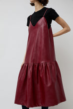 Load image into Gallery viewer, No.6 Cologne Ruffle Dress in Bordeaux Faux Leather