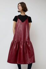 Load image into Gallery viewer, No.6 Cologne Ruffle Dress in Bordeaux Faux Leather