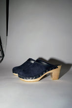 Load image into Gallery viewer, No.6 Dakota Shearling Clog on High Heel in Navy Suede and Night