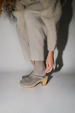 Load image into Gallery viewer, No.6 Dakota Shearling Clog on High Heel in Smoke Suede and Cloud