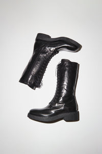 No.6 Lace Up Crepe Sole Boot in Nero