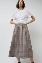 Load image into Gallery viewer, No.6 Nic Skirt in Light Grey Large Plaid with Purple Stripe