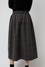 Load image into Gallery viewer, No.6 Nic Skirt in Small Dark Grey and Orange Plaid