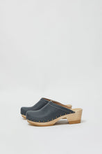 Load image into Gallery viewer, No.6 Old School Studded Clog on Mid Heel in Denim Printed Leather