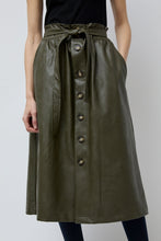 Load image into Gallery viewer, No.6 Parson Skirt in Olive Faux Leather