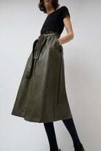 Load image into Gallery viewer, No.6 Parson Skirt in Olive Faux Leather