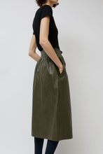 Load image into Gallery viewer, No.6 Parson Skirt in Olive Faux Leather