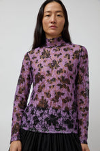 Load image into Gallery viewer, No.6 Rosa Turtleneck in Purple and Black Vineyard Lace